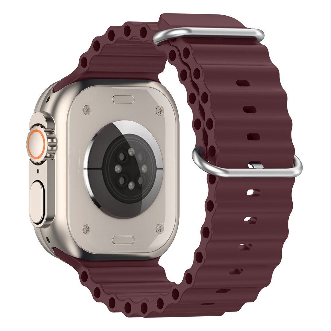 Ocean bandje - Wijnrood - Geschikt voor Apple Watch 44mm / 45mm&nbsp;/ 46mm / 49mm