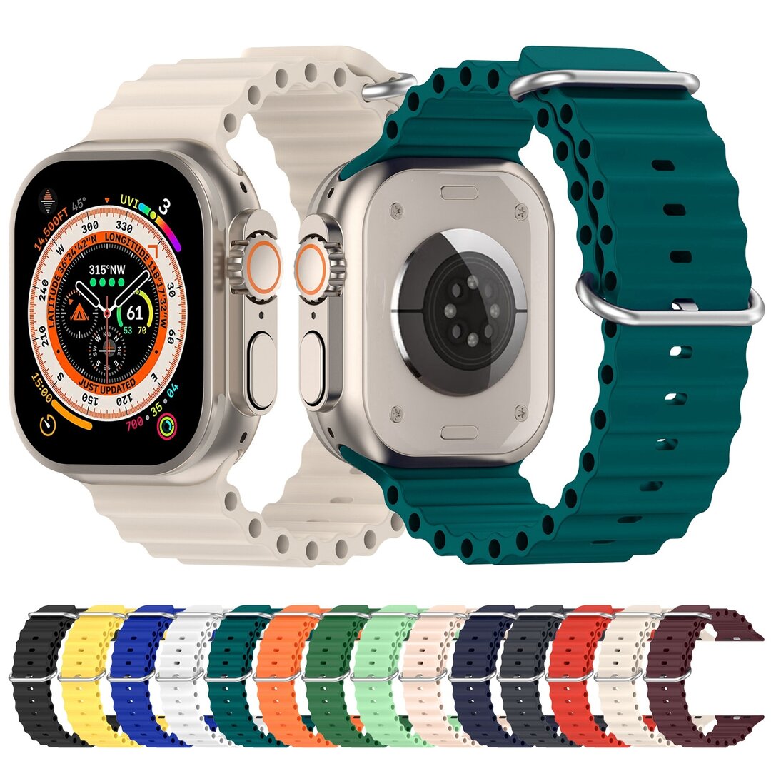 Ocean bandje - Oranje - Geschikt voor Apple Watch 44mm / 45mm&nbsp;/ 46mm / 49mm