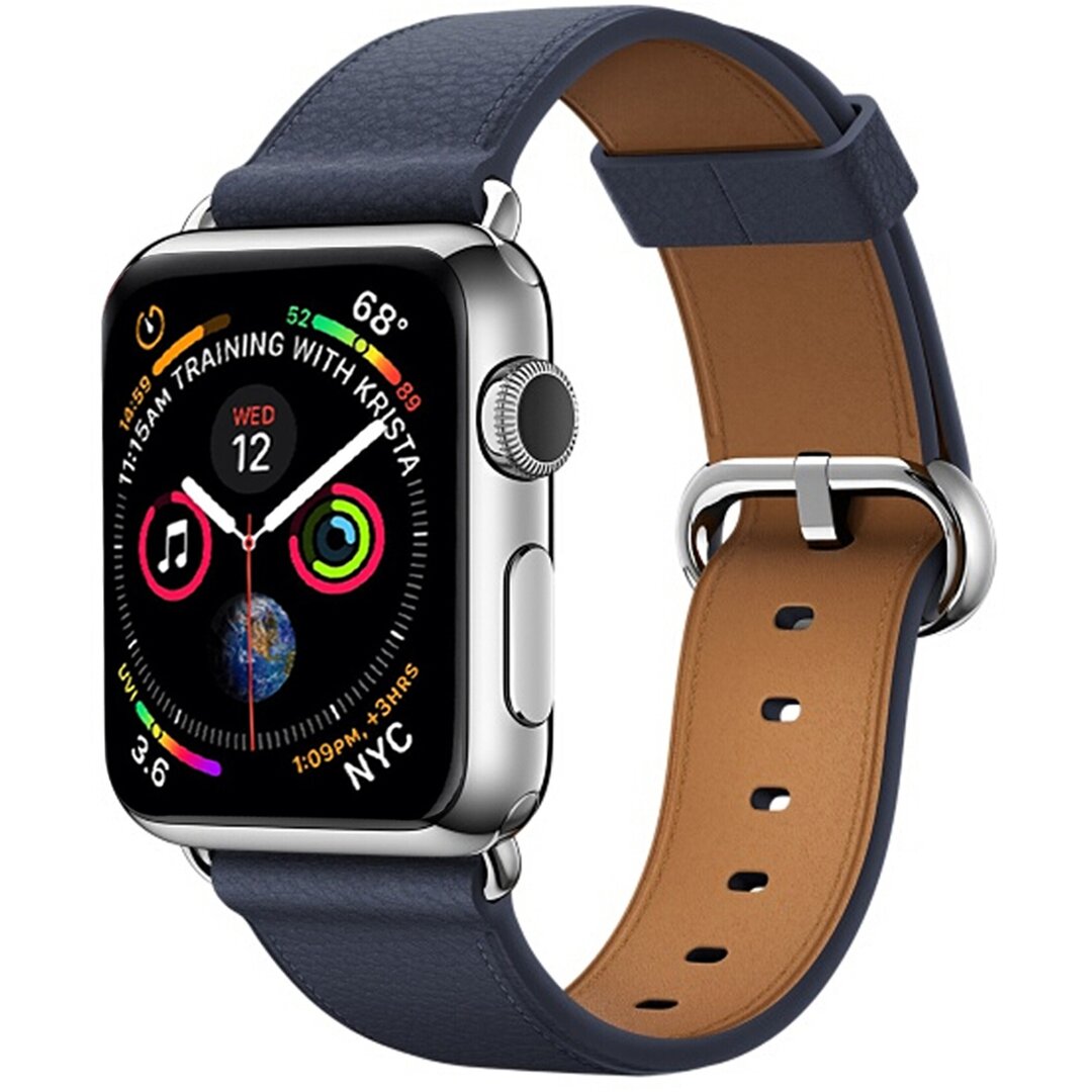 Classic lederen bandje - Midnight blue - Geschikt voor Apple Watch 38mm / 40mm / 41mm / 42mm