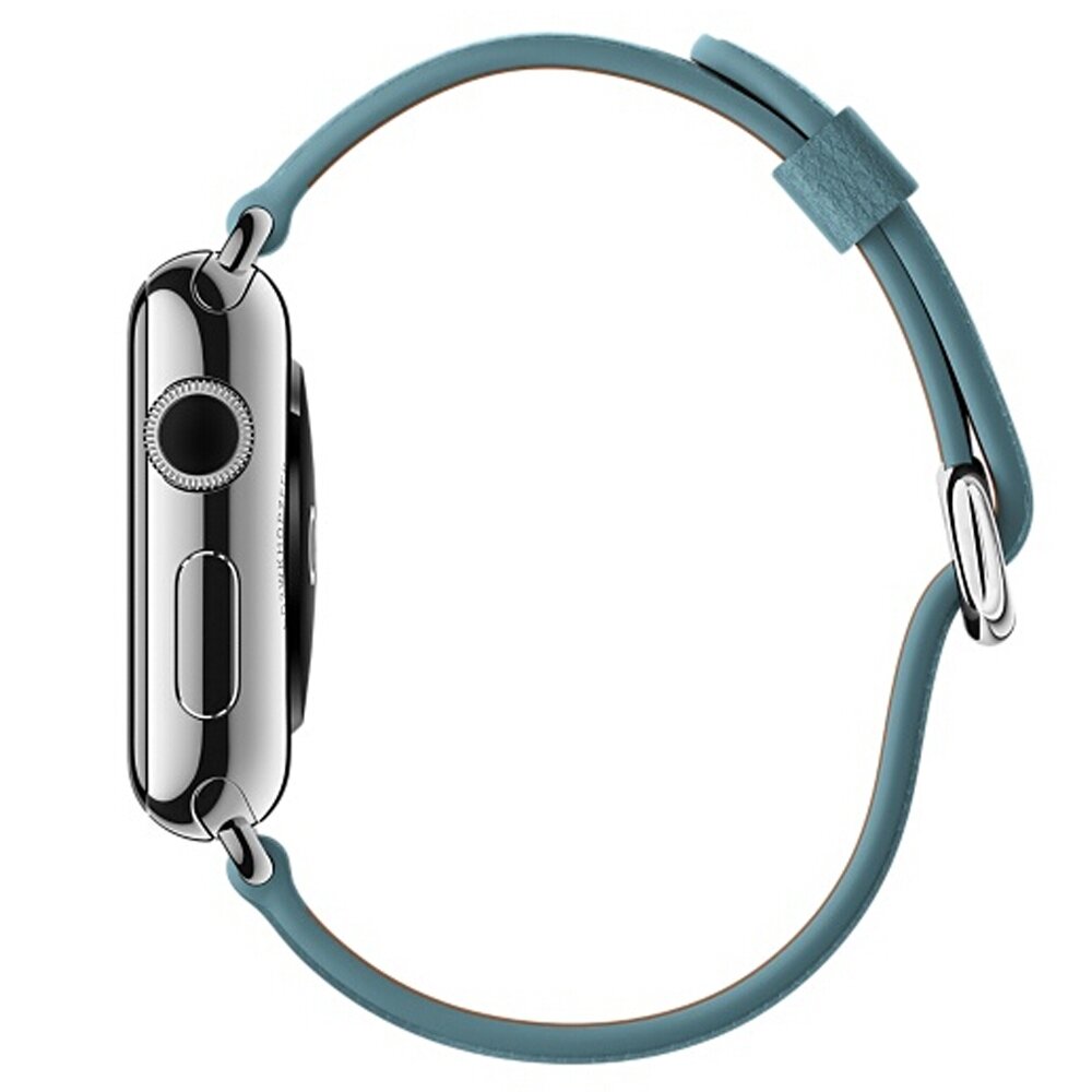 Classic lederen bandje - Licht blauw - Geschikt voor Apple Watch 38mm / 40mm / 41mm / 42mm