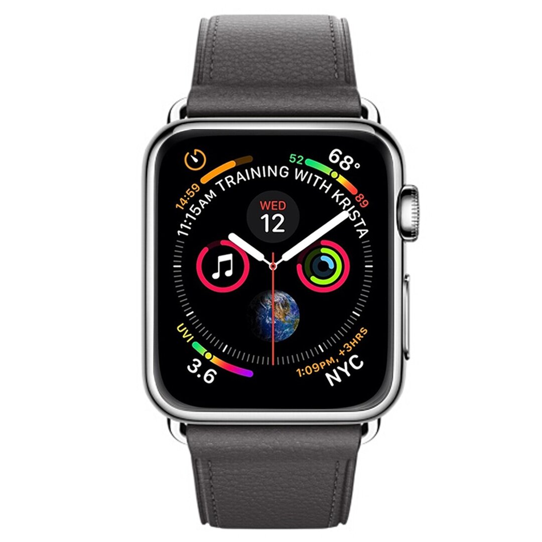 Classic lederen bandje - Grijs - Geschikt voor Apple Watch 44mm / 45mm&nbsp;/ 46mm / 49mm
