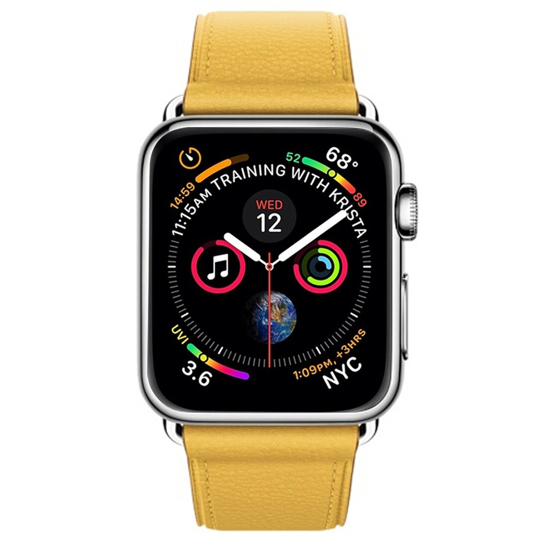 Classic lederen bandje - Geel - Geschikt voor Apple Watch 44mm / 45mm&nbsp;/ 46mm / 49mm