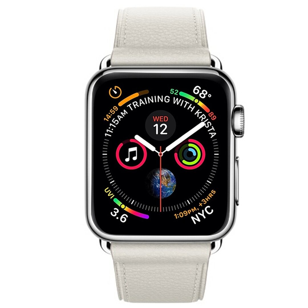 Classic lederen bandje - Wit - Geschikt voor Apple Watch 44mm / 45mm&nbsp;/ 46mm / 49mm