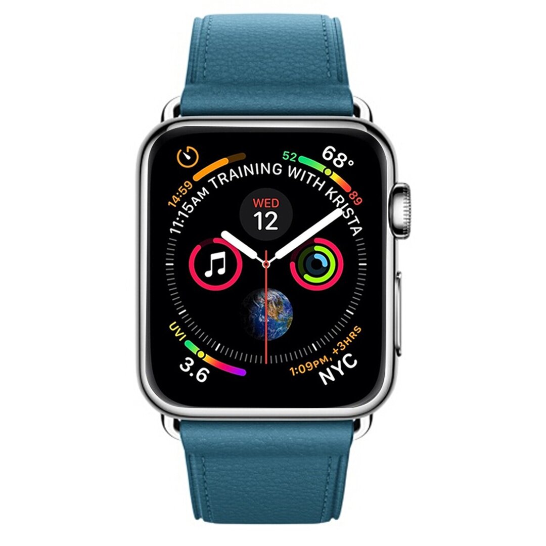 Classic lederen bandje - Blauw - Geschikt voor Apple Watch 44mm / 45mm&nbsp;/ 46mm / 49mm