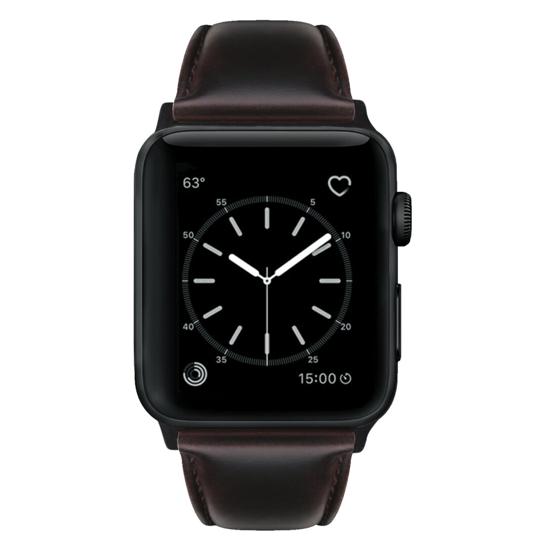 Luxe Echt Lederen bandje - Donkerbruin - Geschikt voor Apple Watch 38mm / 40mm / 41mm / 42mm