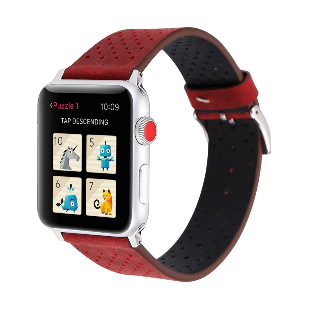 Dot Pattern Leren bandje - Rood - Geschikt voor Apple Watch 38mm / 40mm / 41mm / 42mm