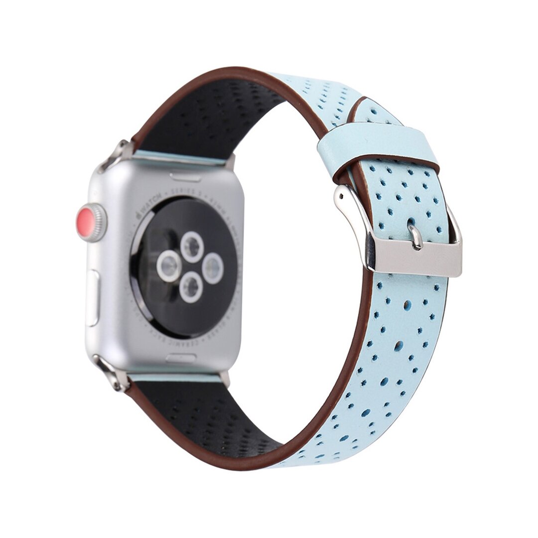 Dot Pattern Leren bandje - Licht blauw - Geschikt voor Apple Watch 38mm / 40mm / 41mm / 42mm