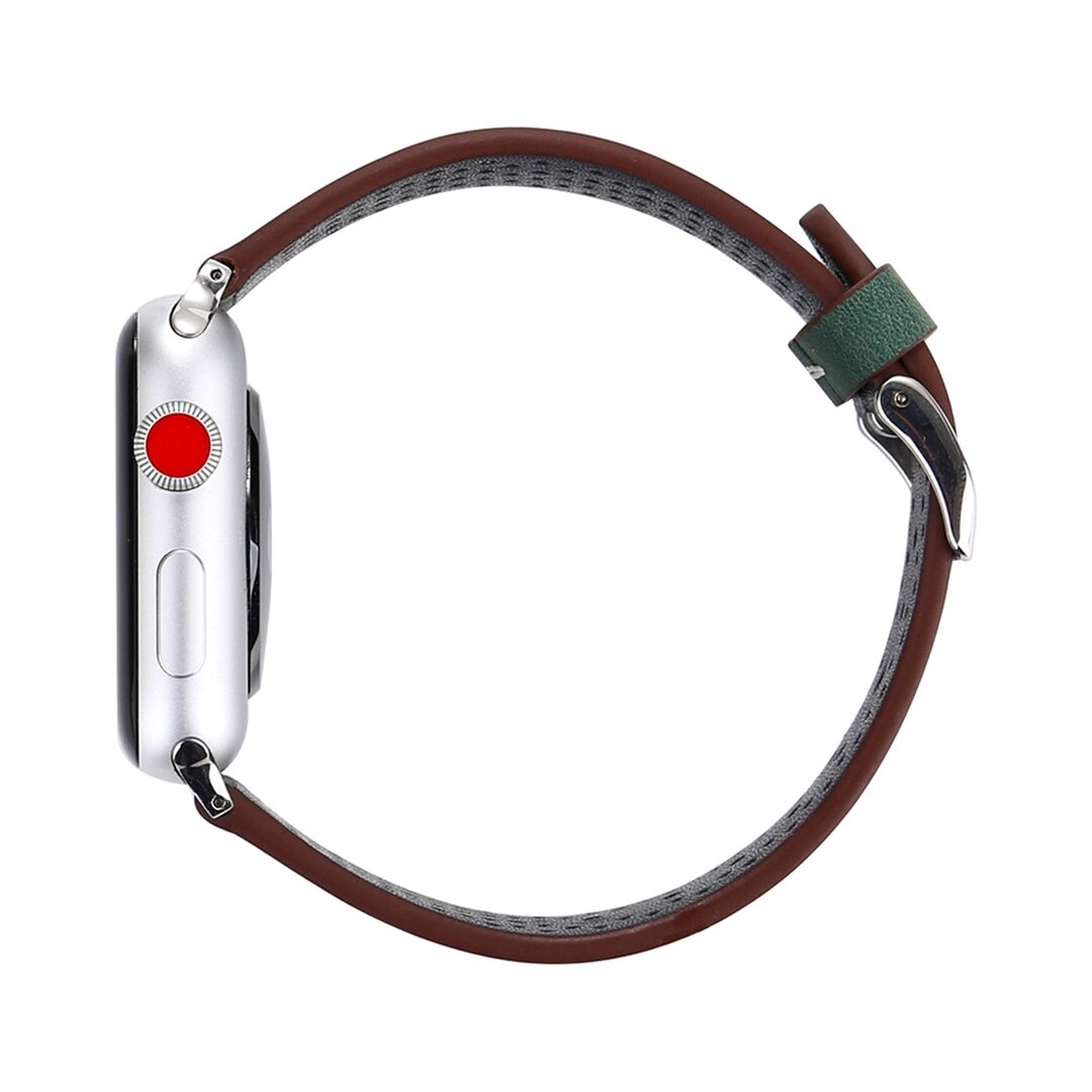 Dot Pattern Leren bandje - Donker groen - Geschikt voor Apple Watch 38mm / 40mm / 41mm / 42mm