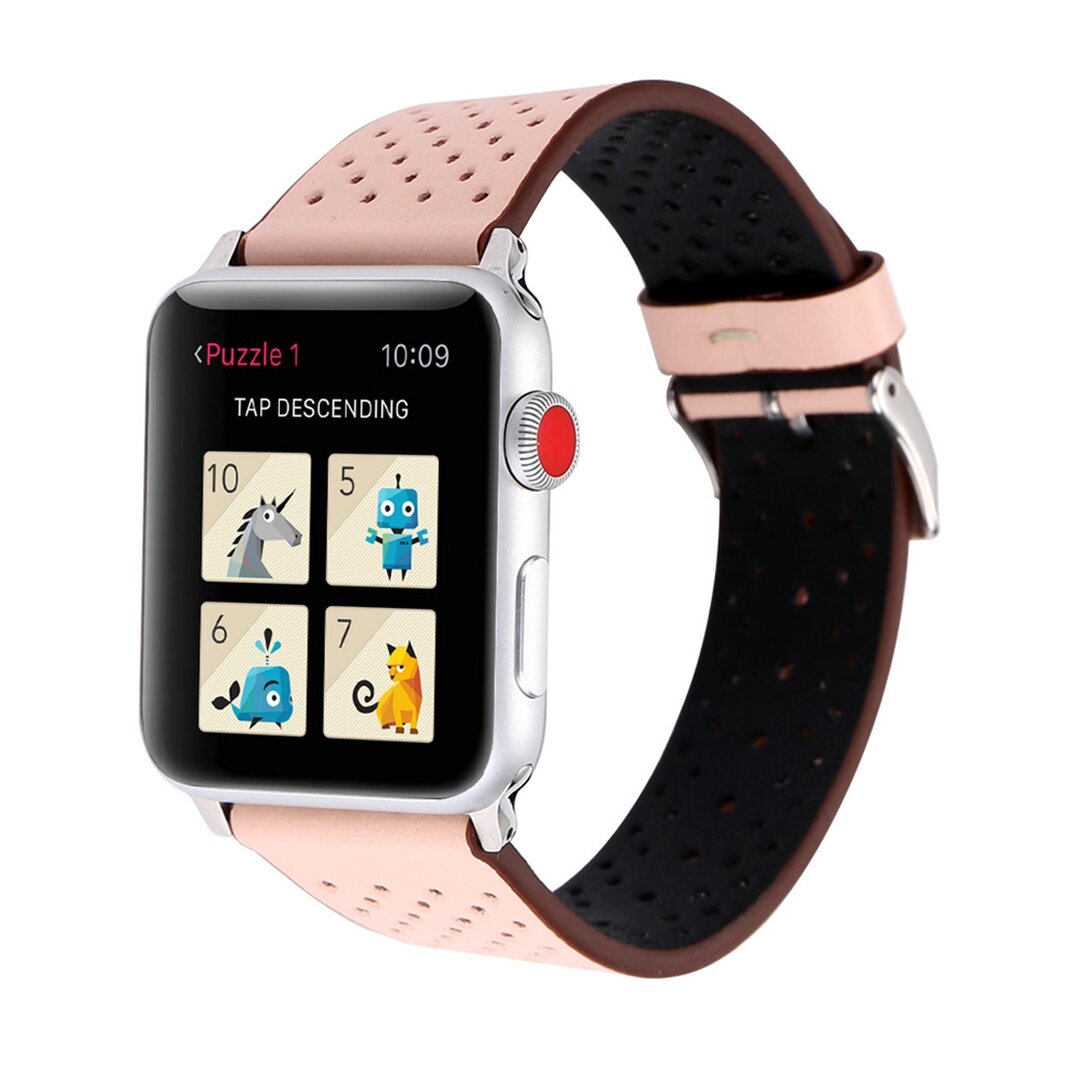 Dot Pattern Leren bandje - Roze - Geschikt voor Apple Watch 38mm / 40mm / 41mm / 42mm