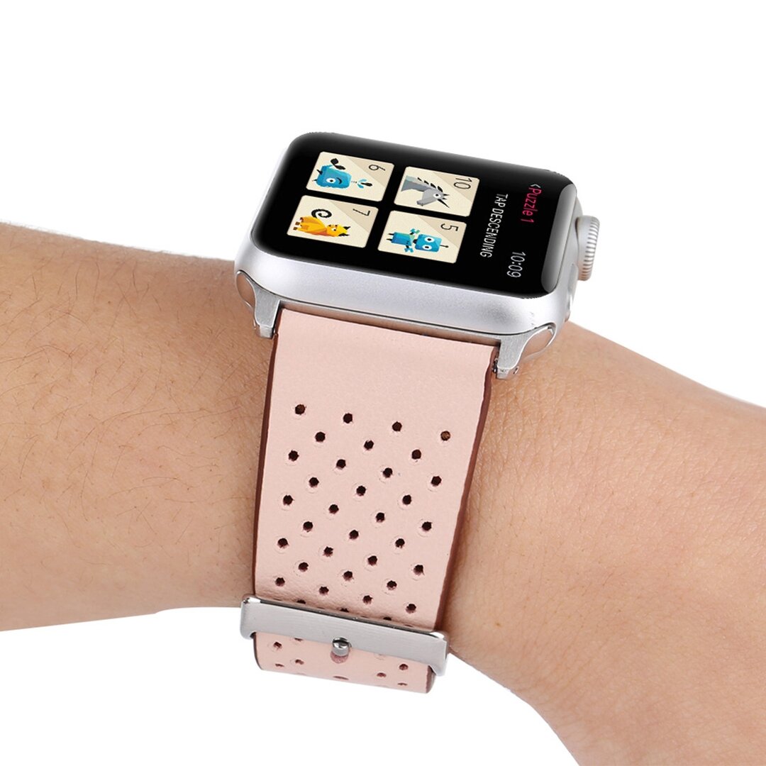 Dot Pattern Leren bandje - Roze - Geschikt voor Apple Watch 38mm / 40mm / 41mm / 42mm
