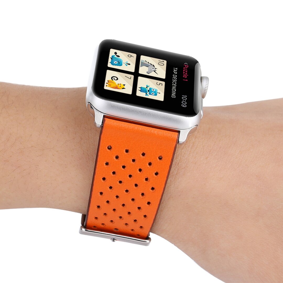 Dot Pattern Leren bandje - Oranje - Geschikt voor Apple Watch 38mm / 40mm / 41mm / 42mm