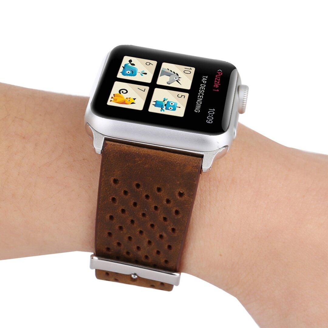 Dot Pattern Leren bandje - Bruin - Geschikt voor Apple Watch 44mm / 45mm&nbsp;/ 46mm / 49mm