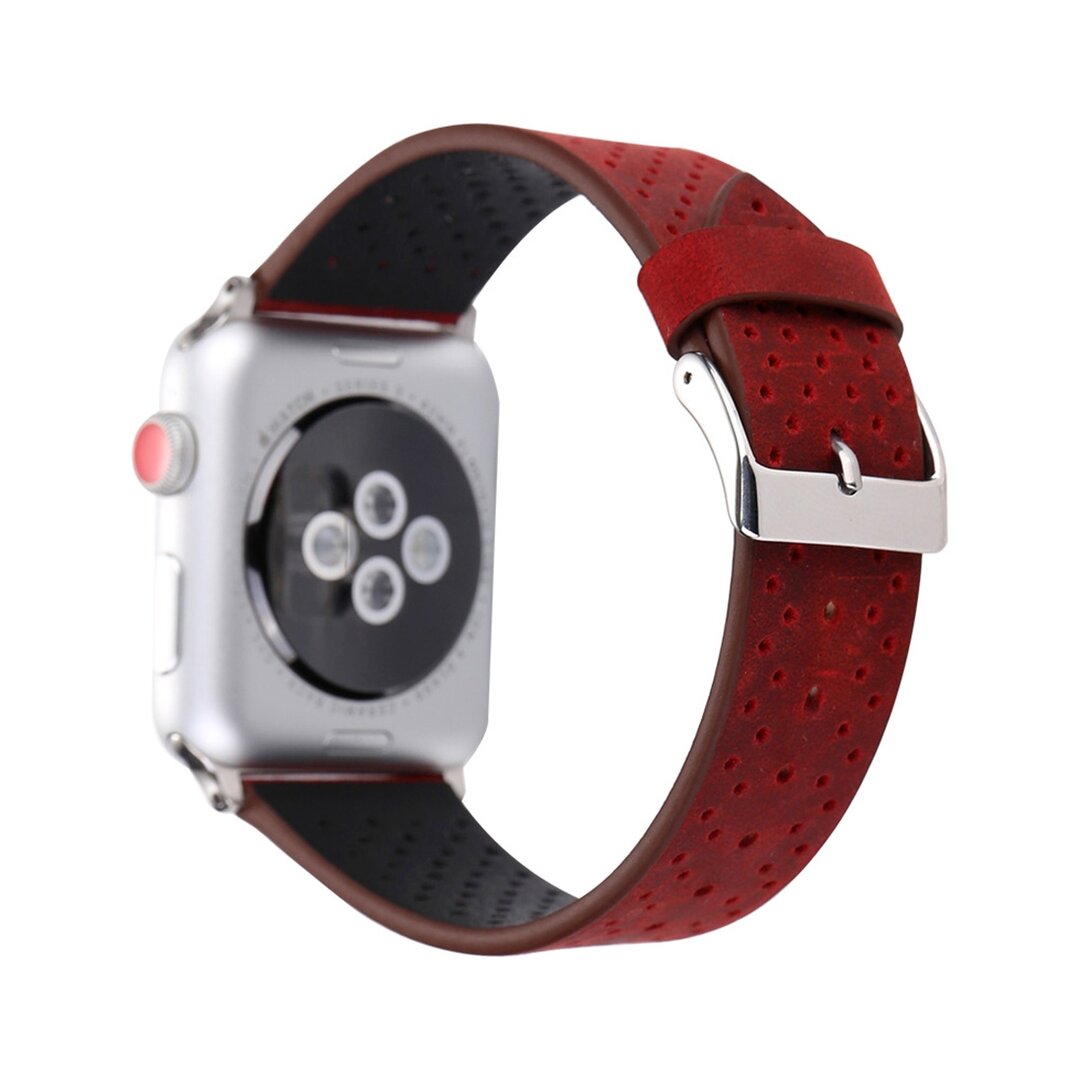 Dot Pattern Leren bandje - Rood - Geschikt voor Apple Watch 44mm / 45mm&nbsp;/ 46mm / 49mm