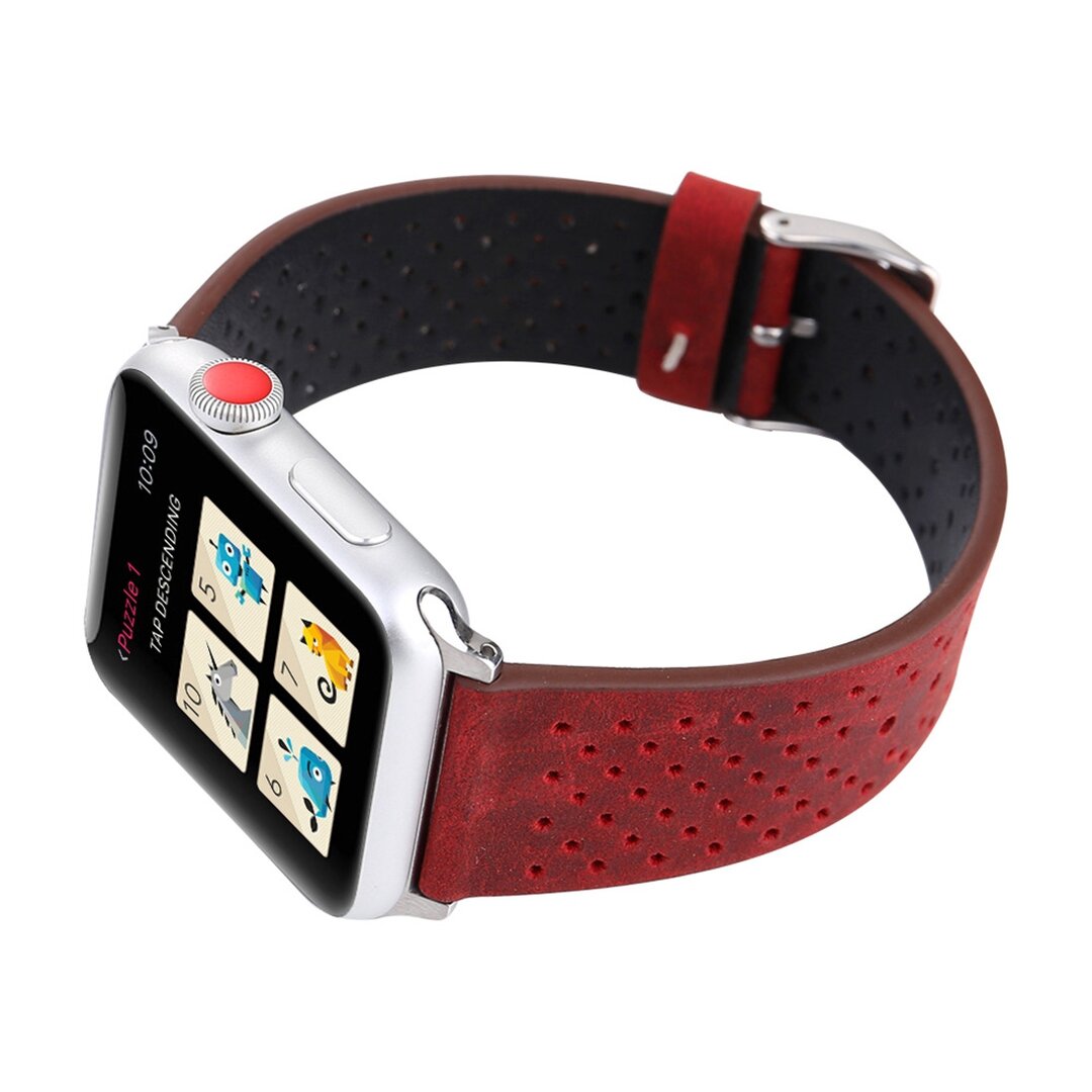 Dot Pattern Leren bandje - Rood - Geschikt voor Apple Watch 44mm / 45mm&nbsp;/ 46mm / 49mm