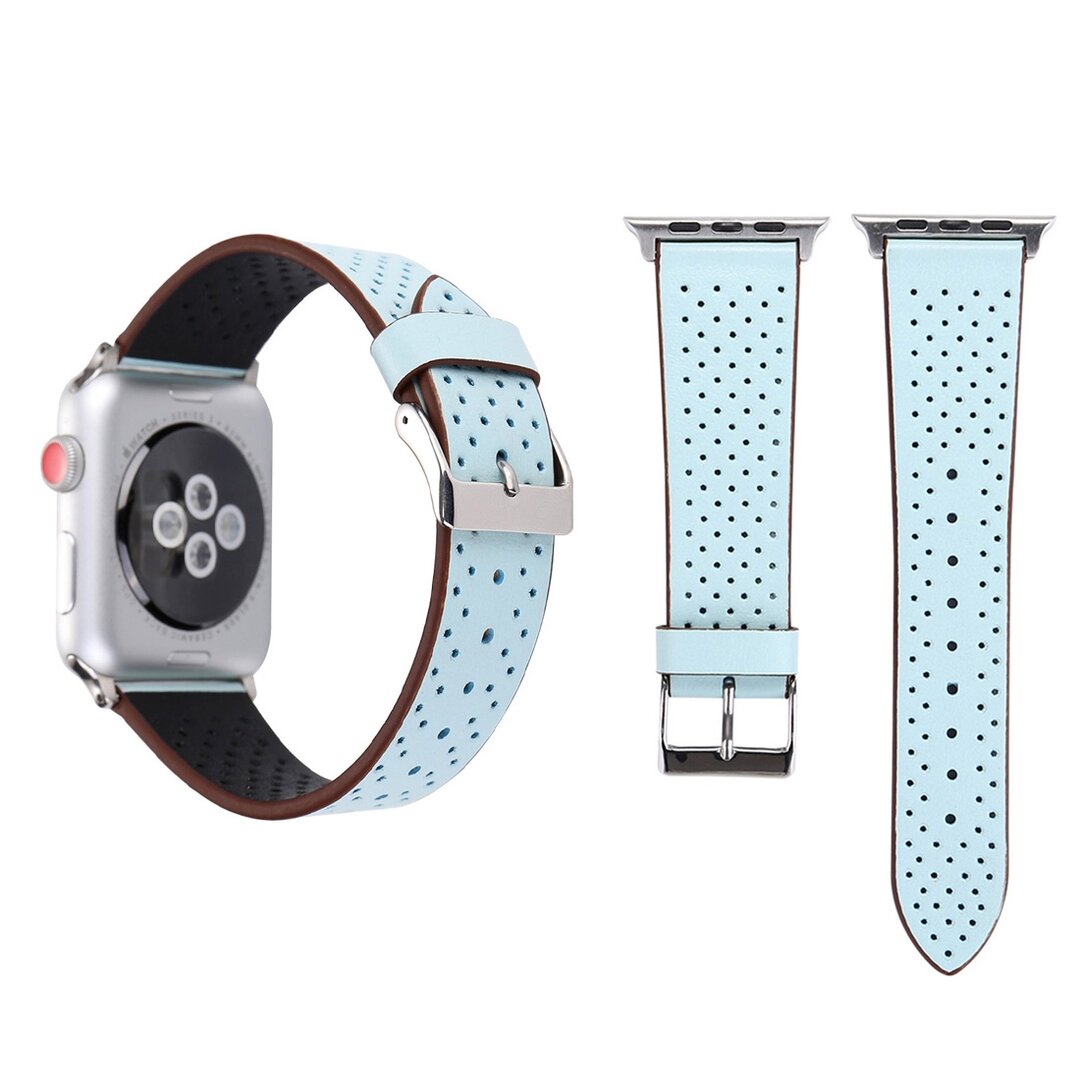 Dot Pattern Leren bandje - Licht blauw - Geschikt voor Apple Watch 44mm / 45mm&nbsp;/ 46mm / 49mm