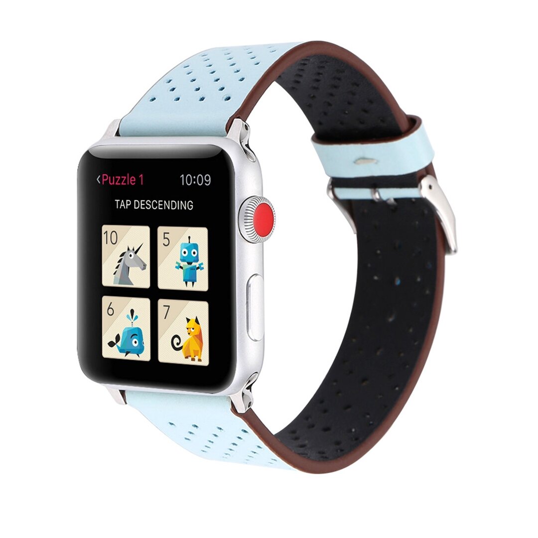 Dot Pattern Leren bandje - Licht blauw - Geschikt voor Apple Watch 44mm / 45mm&nbsp;/ 46mm / 49mm