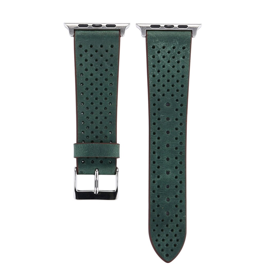 Dot Pattern Leren bandje - Donker groen - Geschikt voor Apple Watch 44mm / 45mm&nbsp;/ 46mm / 49mm