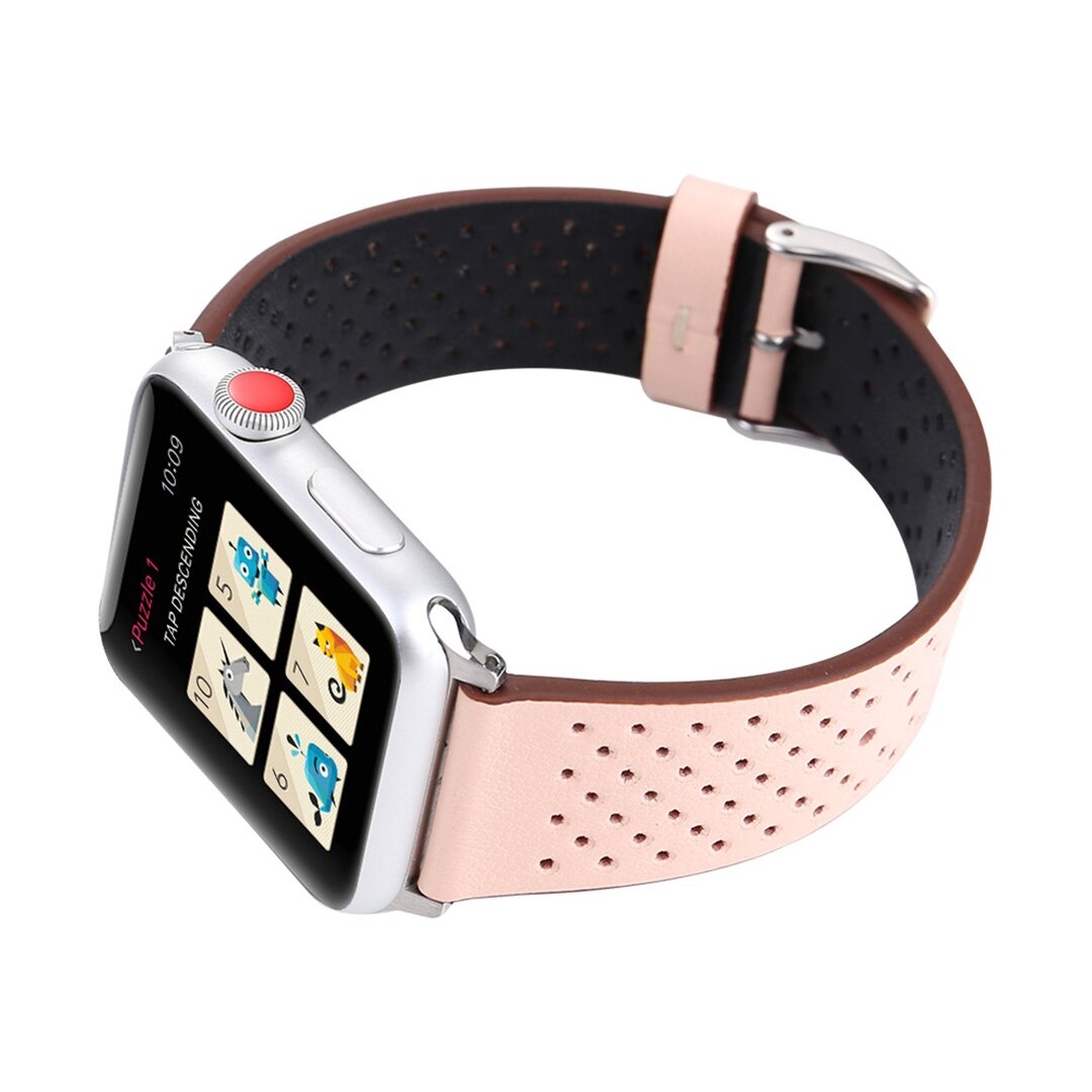 Dot Pattern Leren bandje - Roze - Geschikt voor Apple Watch 44mm / 45mm&nbsp;/ 46mm / 49mm