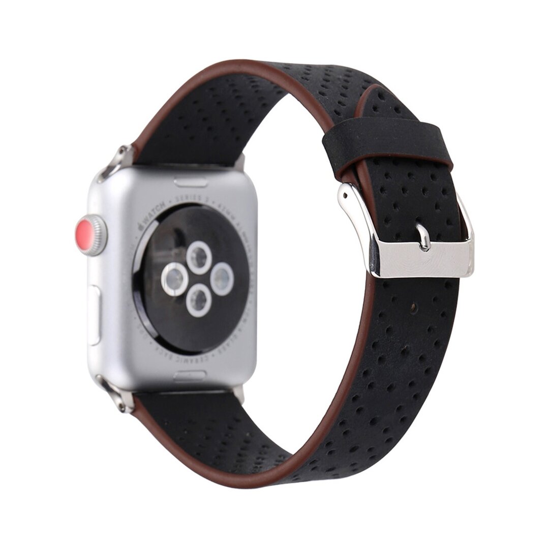 Dot Pattern Leren bandje - Zwart - Geschikt voor Apple Watch 44mm / 45mm&nbsp;/ 46mm / 49mm