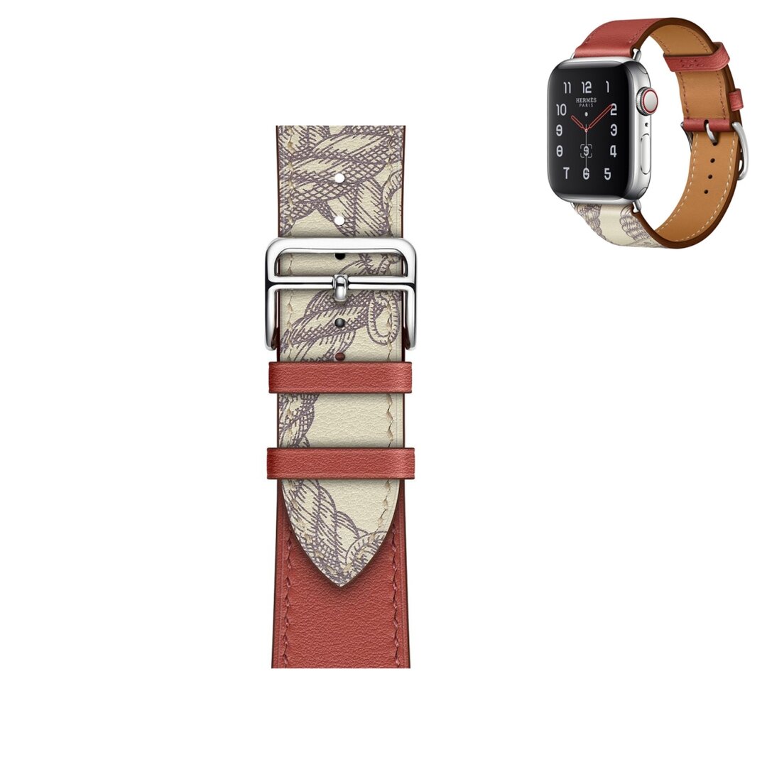 Leren bandje met print - Rood - Geschikt voor Apple Watch 38mm / 40mm / 41mm / 42mm