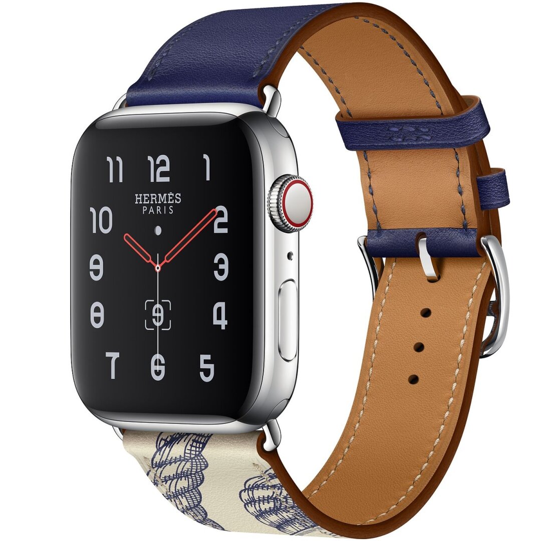 Leren bandje met print - Blauw - Geschikt voor Apple Watch 38mm / 40mm / 41mm / 42mm