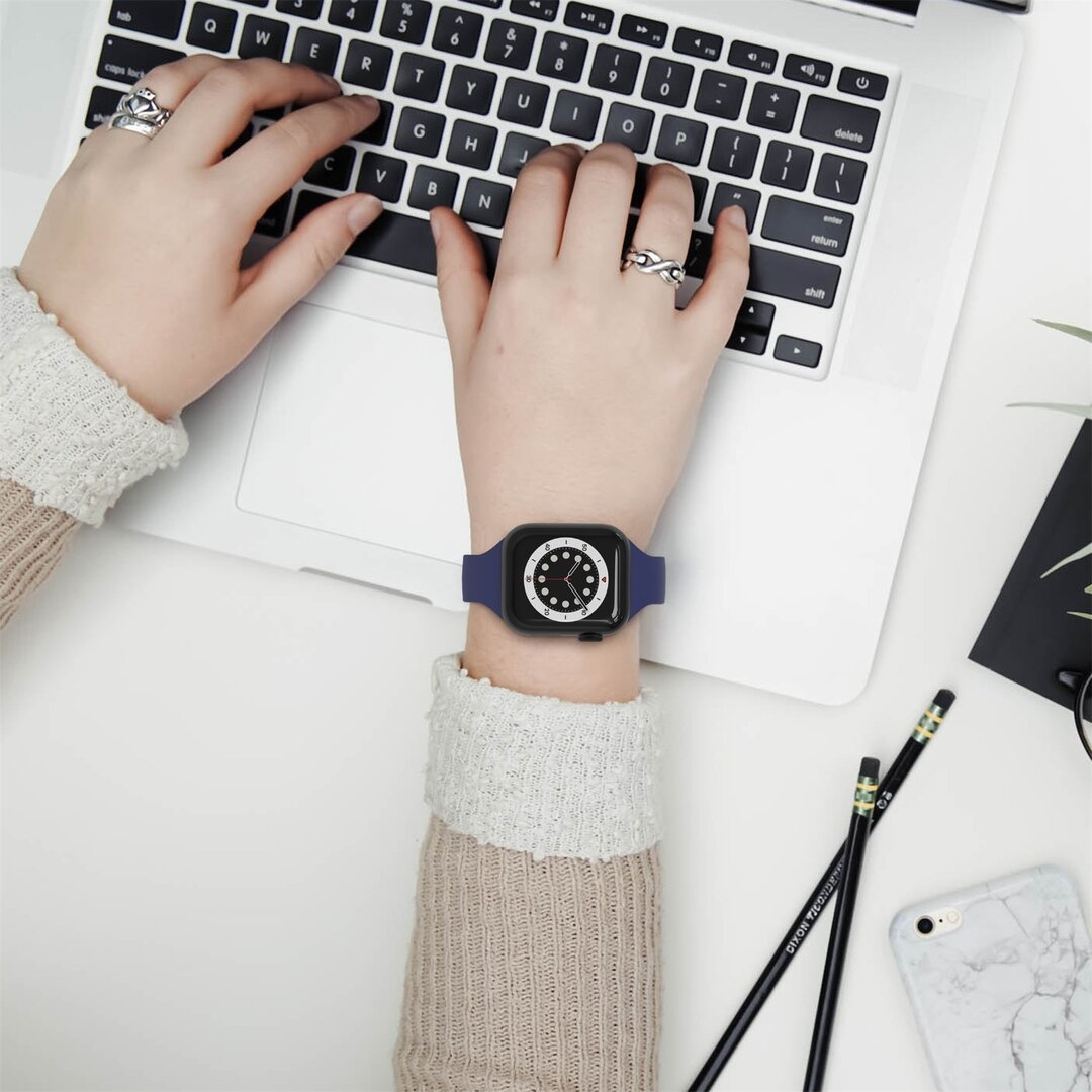 TPU Slim Fit bandje - Donkerblauw - Geschikt voor Apple Watch 38mm / 40mm / 41mm / 42mm