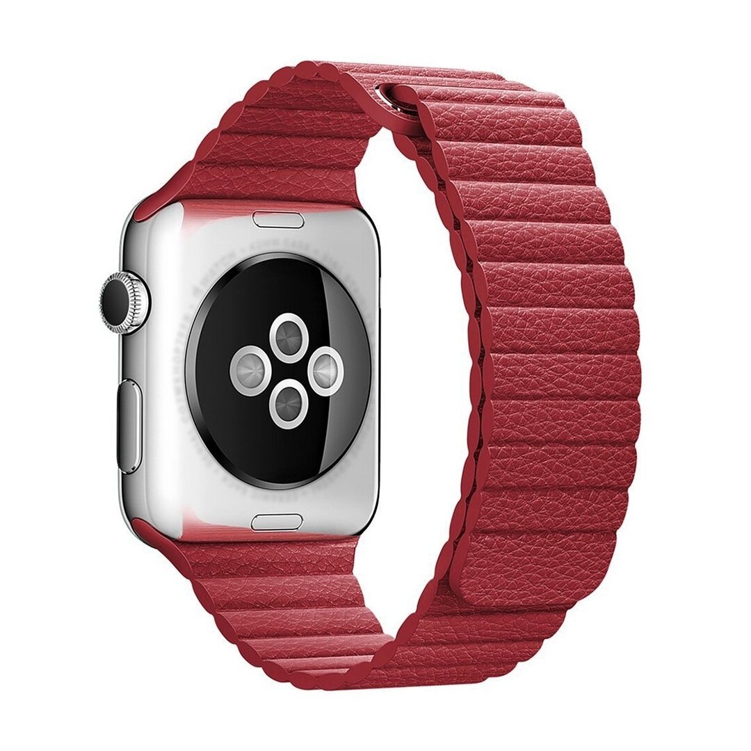 PU Leather Loop bandje - Rood - Geschikt voor Apple Watch 44mm / 45mm&nbsp;/ 46mm / 49mm