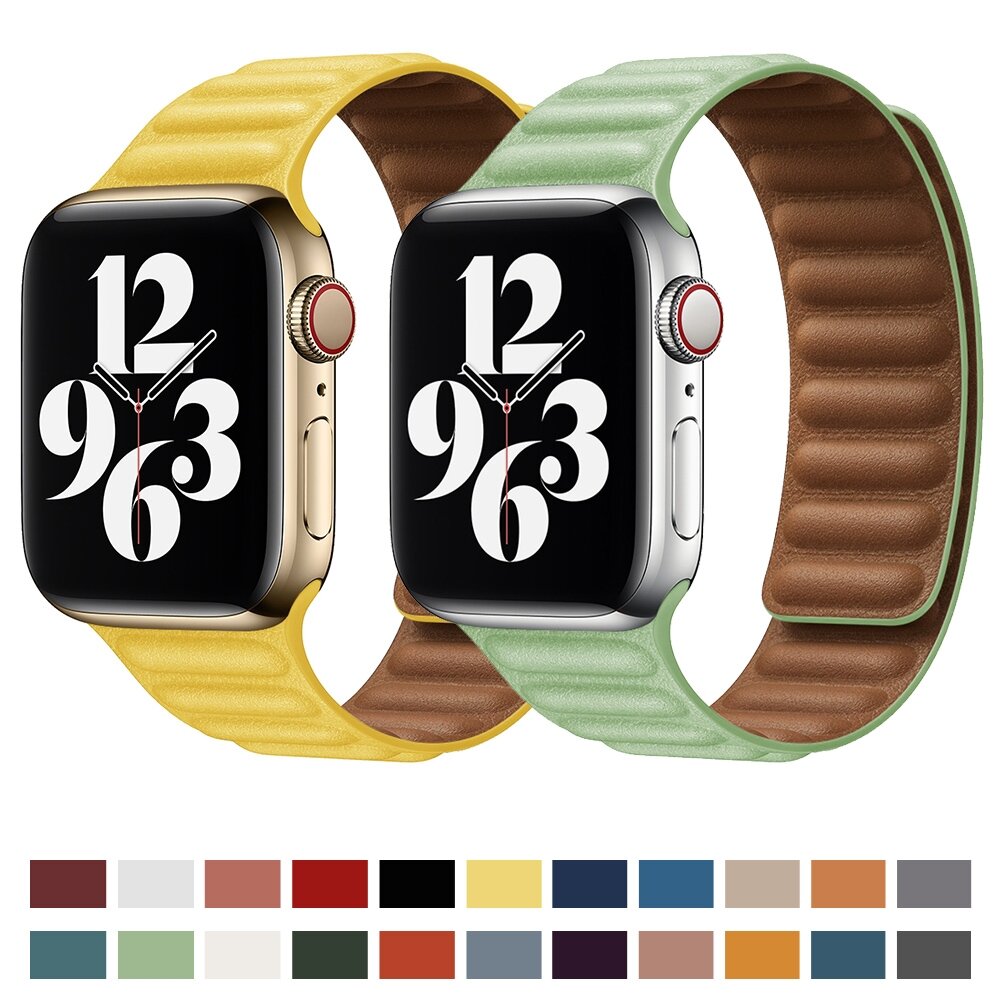 Leather Link serie bandje - Blauw - Geschikt voor Apple Watch 38mm / 40mm / 41mm / 42mm