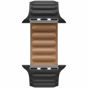 Leather link serie bandje - Zwart - Geschikt voor Apple Watch 44mm / 45mm&nbsp;/ 46mm / 49mm
