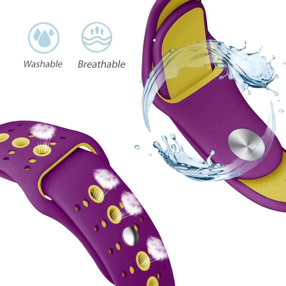 Sportbandje combi-kleuren - Paars + geel - Geschikt voor Apple Watch 38mm / 40mm / 41mm / 42mm