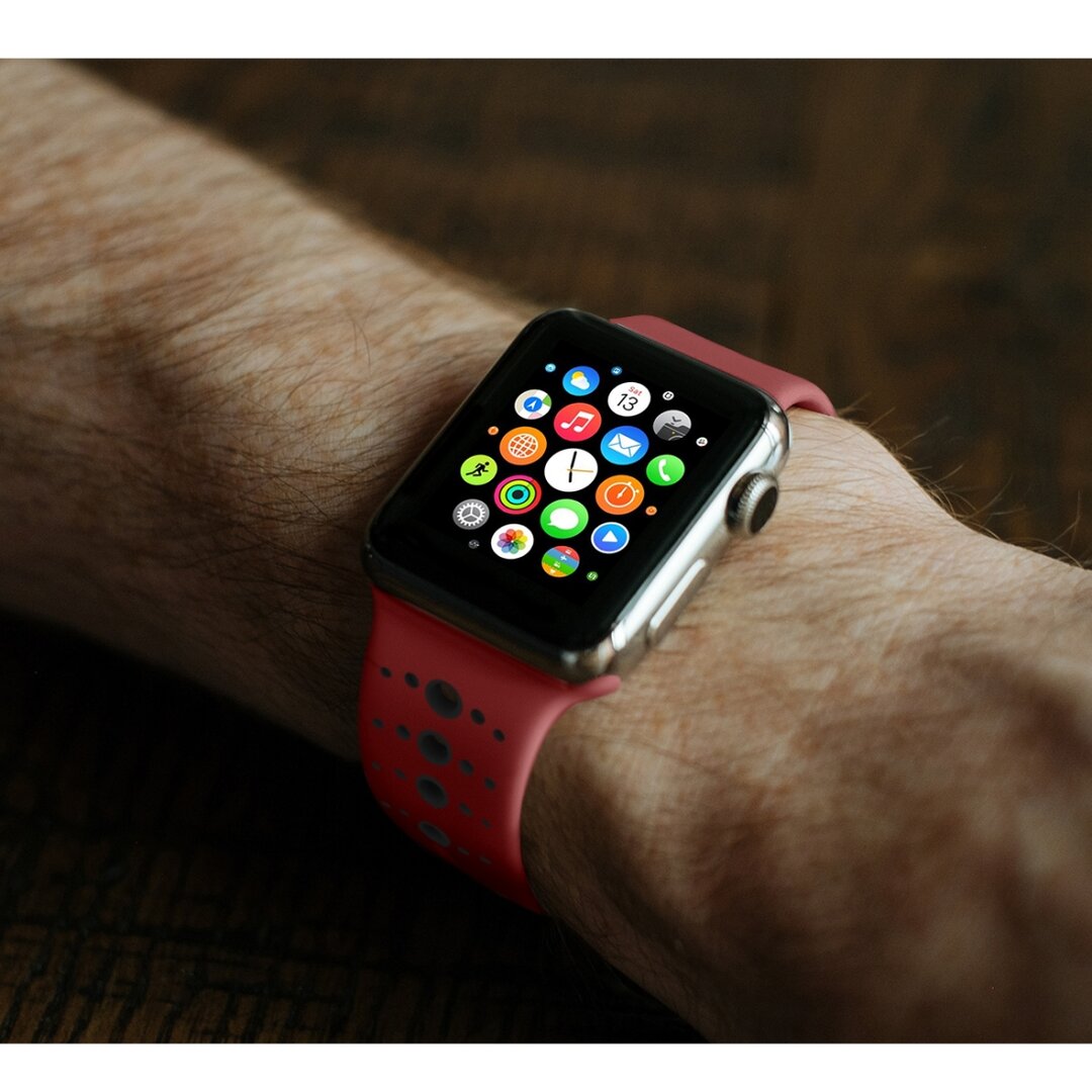 Sportbandje combi-kleuren - Rood + zwart - Geschikt voor Apple Watch 38mm / 40mm / 41mm / 42mm
