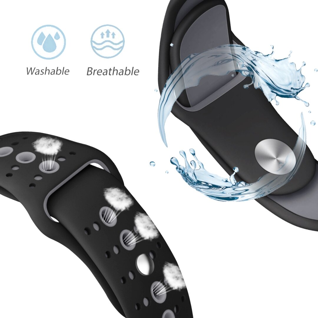 Sportbandje combi-kleuren - Zwart + grijs - Geschikt voor Apple Watch 38mm / 40mm / 41mm / 42mm