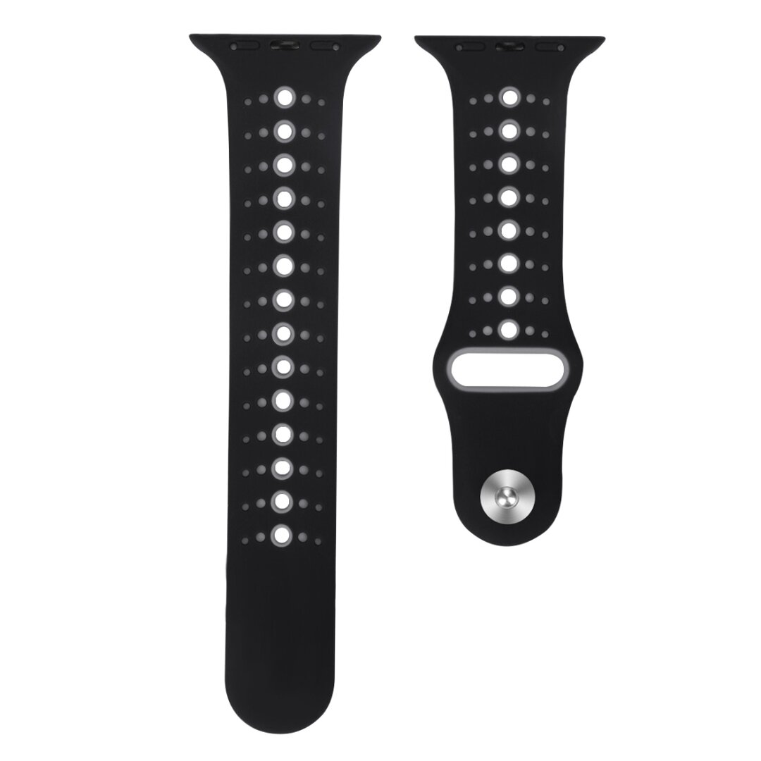 Sportbandje combi-kleuren - Zwart + grijs - Geschikt voor Apple Watch 38mm / 40mm / 41mm / 42mm