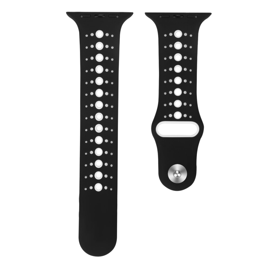 Sportbandje combi-kleuren - Zwart + wit - Geschikt voor Apple Watch 38mm / 40mm / 41mm / 42mm