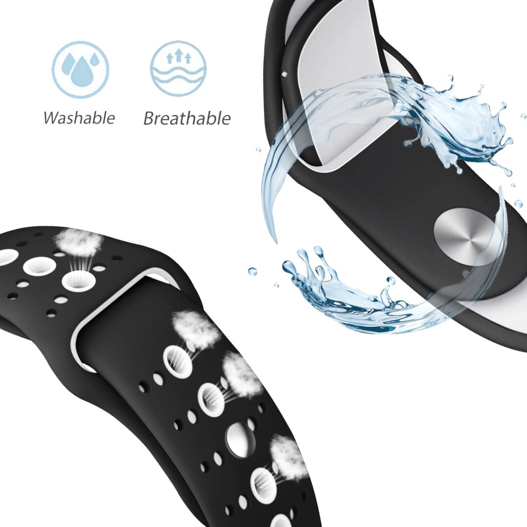 Sportbandje combi-kleuren - Zwart + wit - Geschikt voor Apple Watch 38mm / 40mm / 41mm / 42mm