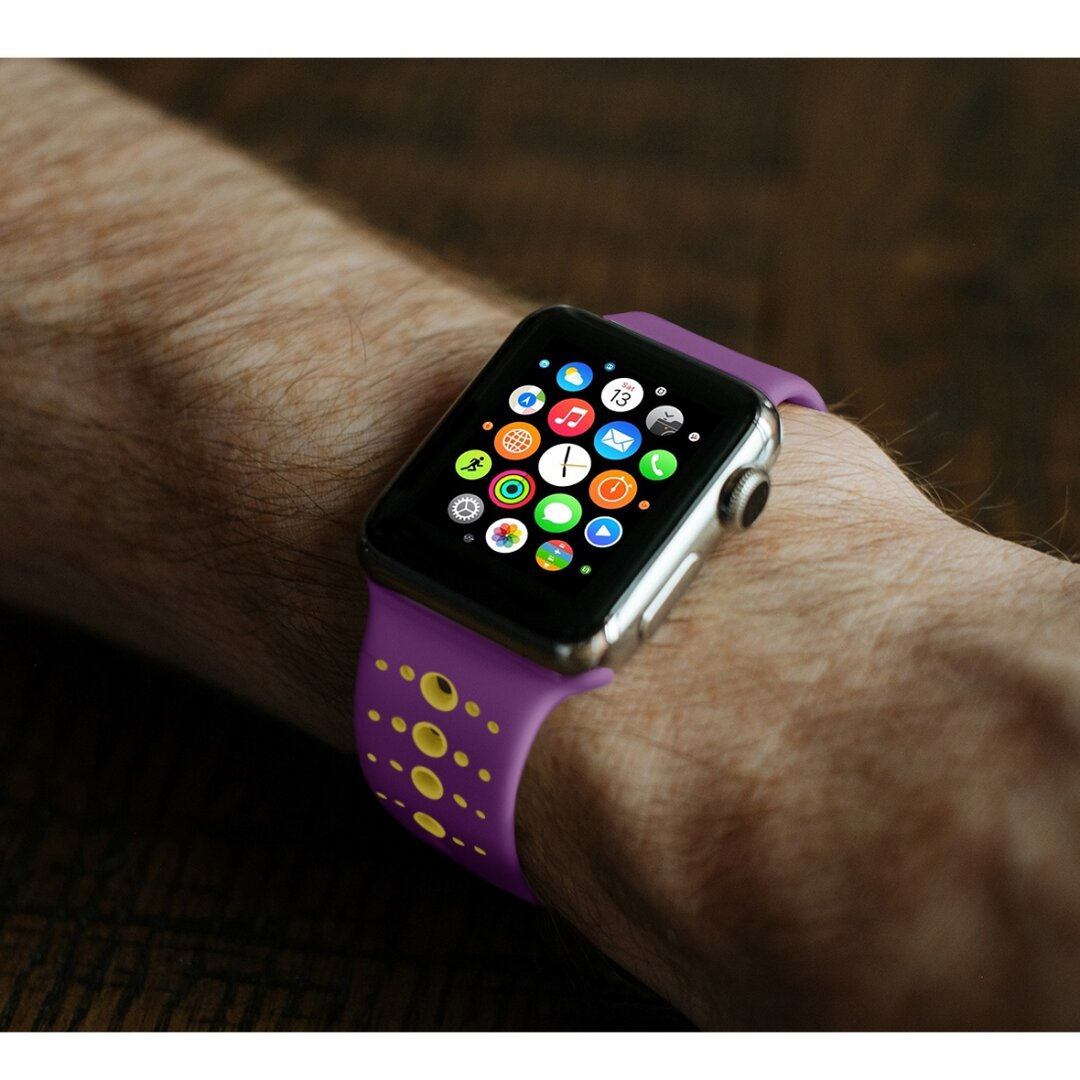 Sportbandje combi-kleuren - Paars + geel - Geschikt voor Apple Watch 44mm / 45mm&nbsp;/ 46mm / 49mm