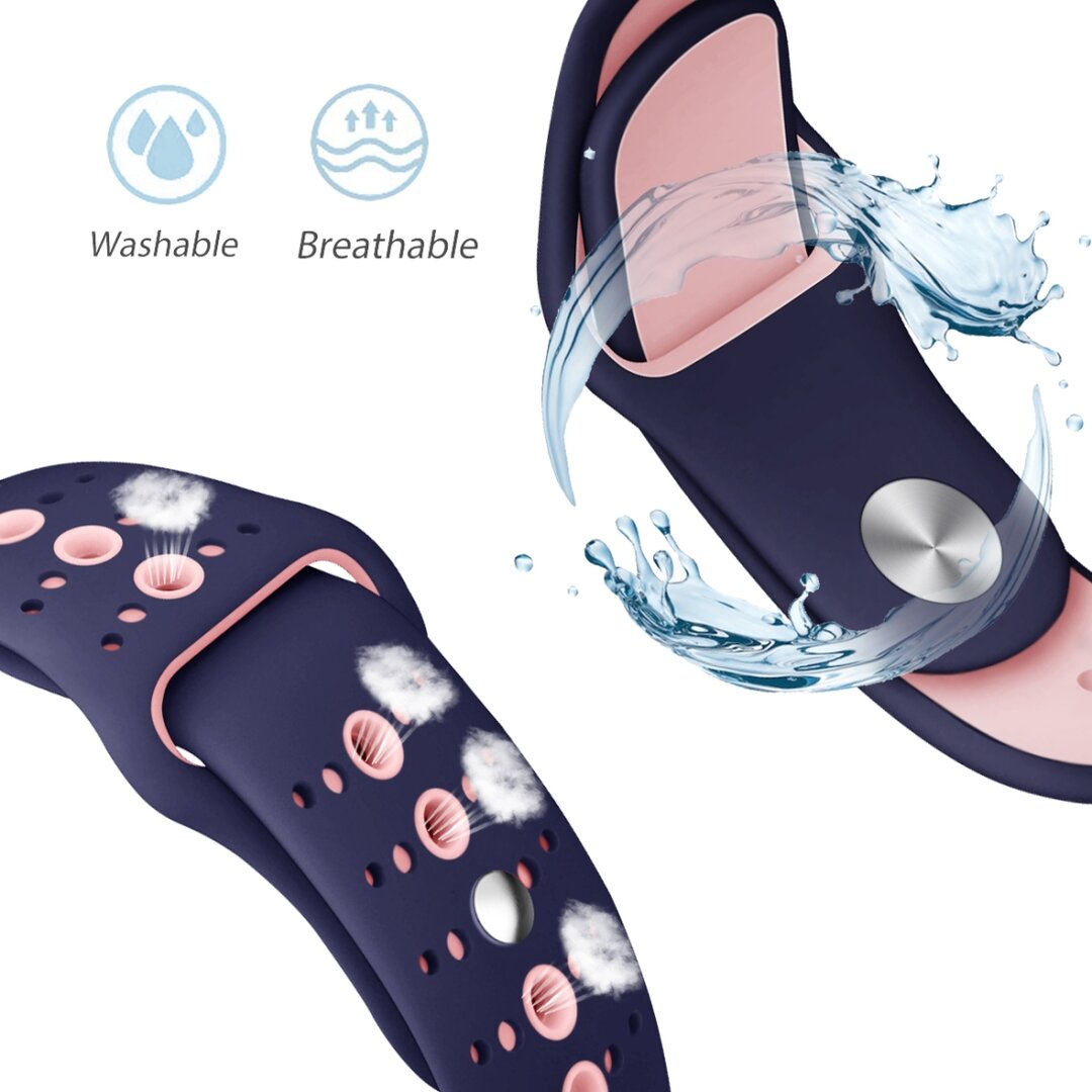 Sportbandje combi-kleuren - Paars + roze - Geschikt voor Apple Watch 44mm / 45mm&nbsp;/ 46mm / 49mm