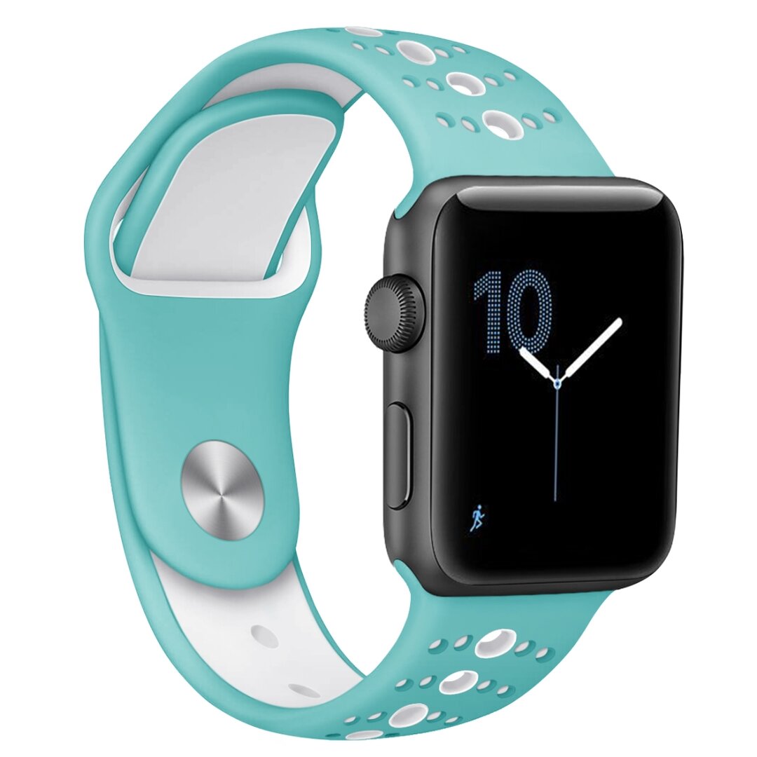 Sportbandje combi-kleuren - Blauw + wit - Geschikt voor Apple Watch 44mm / 45mm&nbsp;/ 46mm / 49mm