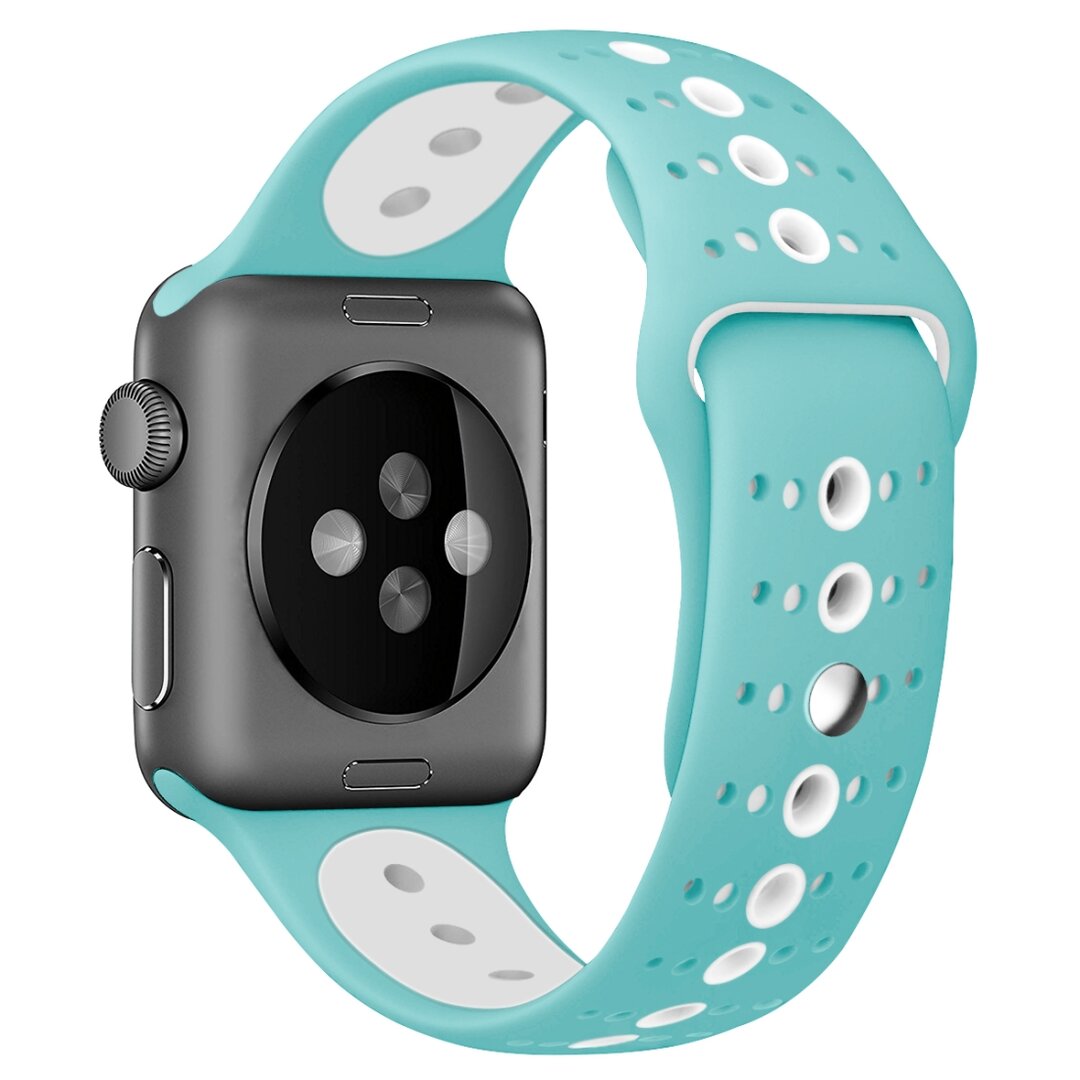 Sportbandje combi-kleuren - Blauw + wit - Geschikt voor Apple Watch 44mm / 45mm&nbsp;/ 46mm / 49mm