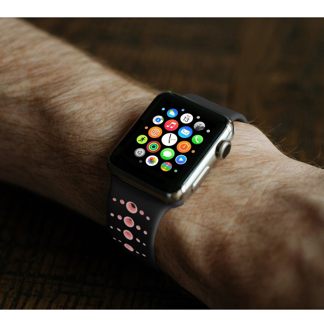 Sportbandje combi-kleuren - Zwart + roze - Geschikt voor Apple Watch 44mm / 45mm&nbsp;/ 46mm / 49mm