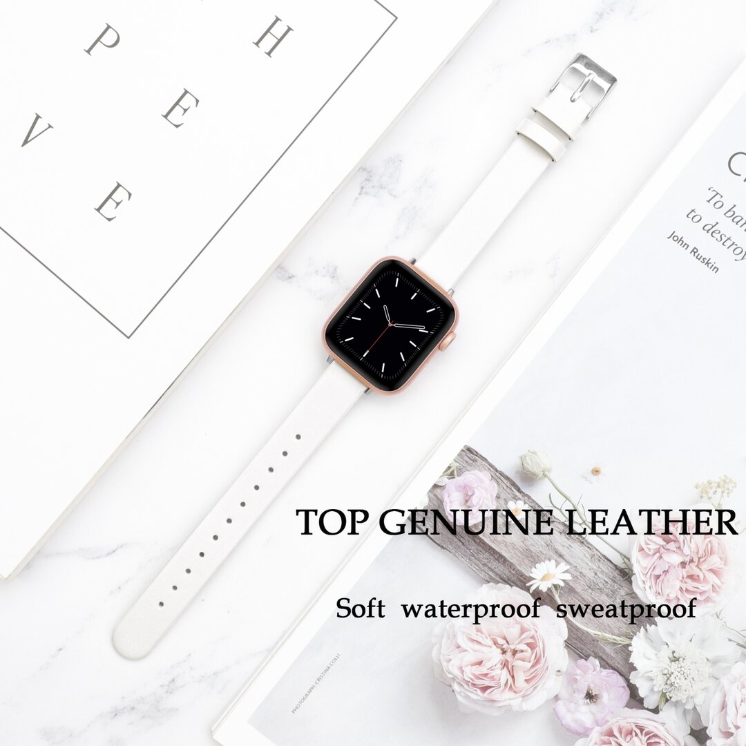 Leren Slim Fit bandje - Wit - Geschikt voor Apple Watch 44mm / 45mm&nbsp;/ 46mm / 49mm