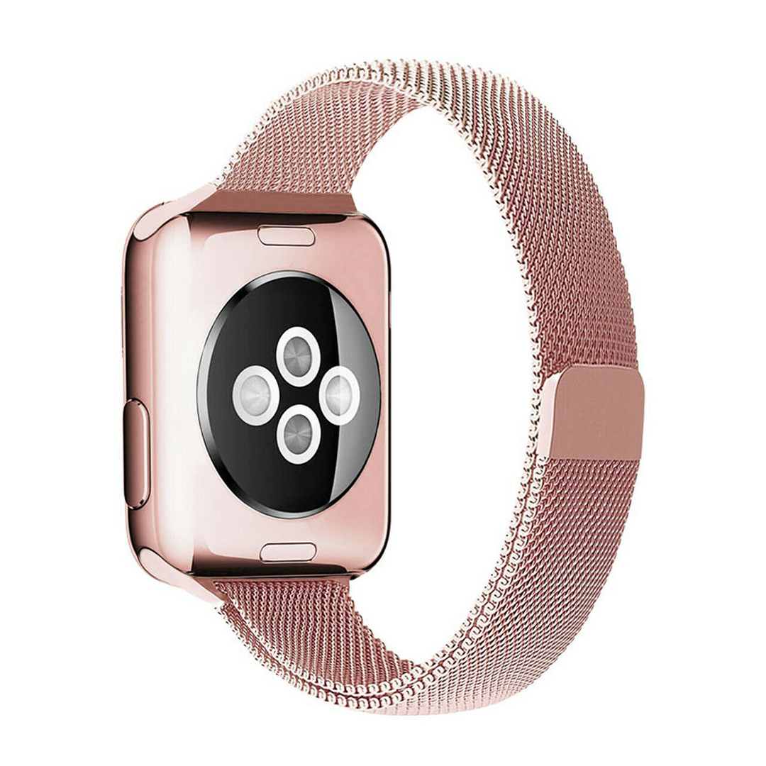 Milanese slim fit bandje - Ros&eacute; goud - Geschikt voor Apple Watch 38mm / 40mm / 41mm / 42mm