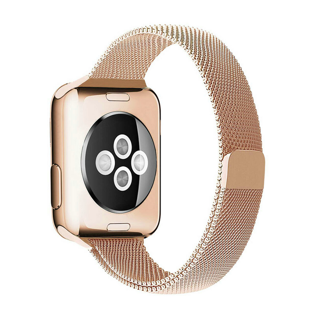 Milanese slim fit bandje - Champagne goud - Geschikt voor Apple Watch 44mm / 45mm&nbsp;/ 46mm / 49mm