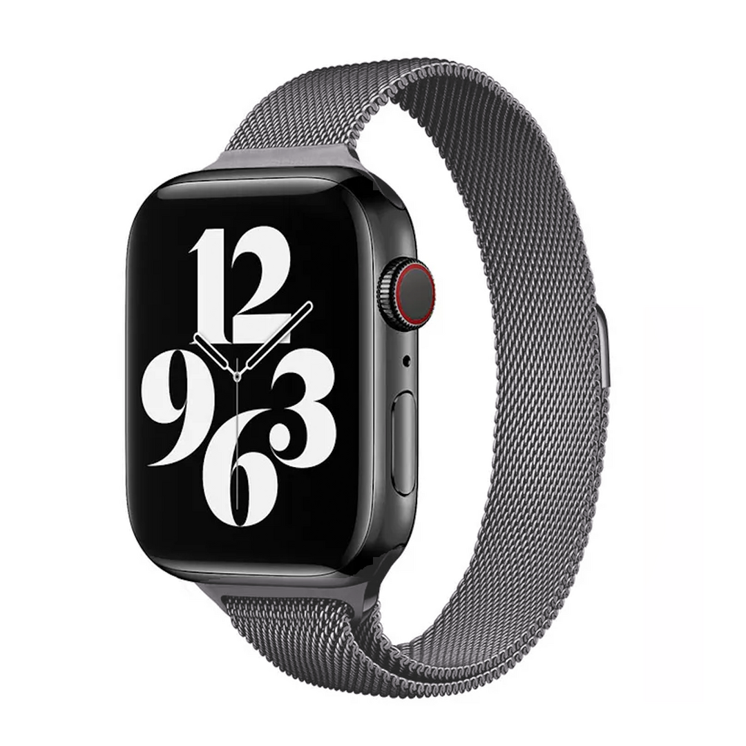 Milanese slim fit bandje - Space grey - Geschikt voor Apple Watch 44mm / 45mm&nbsp;/ 46mm / 49mm
