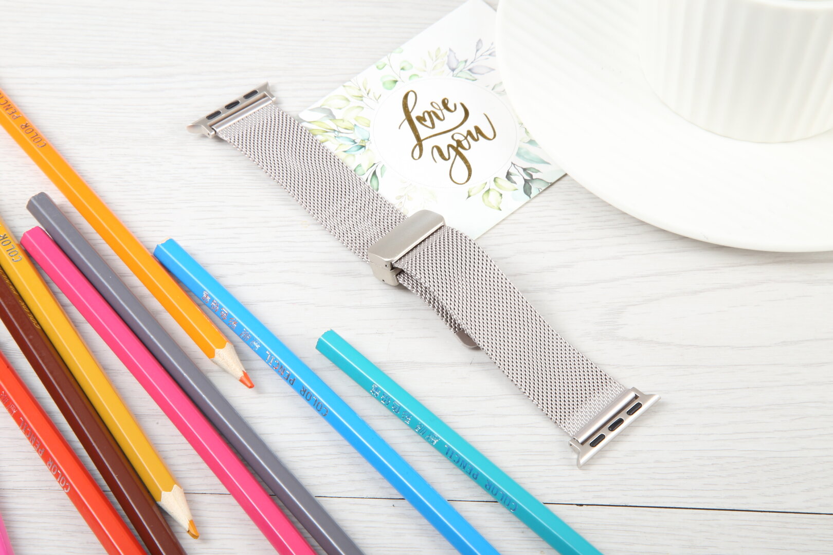 Milanese bandje met vouwbare magneetsluiting - Starlight - Geschikt voor Apple Watch 44mm / 45mm&nbsp;/ 46mm / 49mm