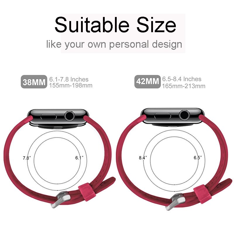 Bandje met gaatjes - Rood - Geschikt voor Apple Watch 38mm / 40mm / 41mm / 42mm