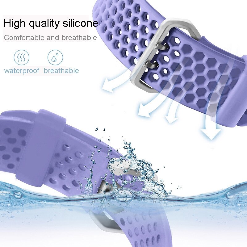 Bandje met gaatjes - Lavendel - Geschikt voor Apple Watch 44mm / 45mm&nbsp;/ 46mm / 49mm