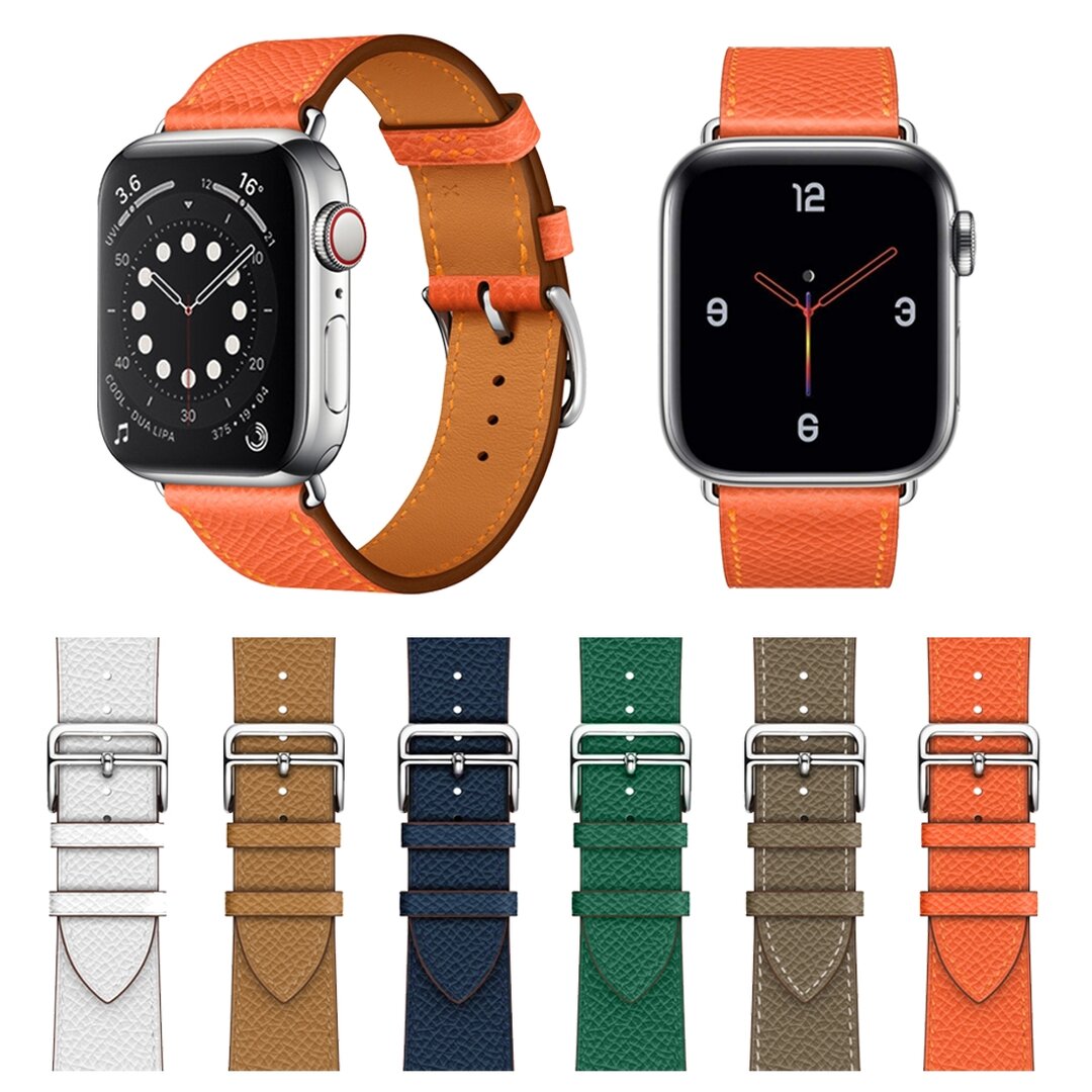 Lederen bandje - Oranje - Geschikt voor Apple Watch 38mm / 40mm / 41mm / 42mm