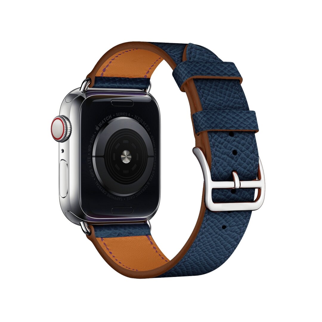 Lederen bandje - Donkerblauw - Geschikt voor Apple Watch 44mm / 45mm&nbsp;/ 46mm / 49mm