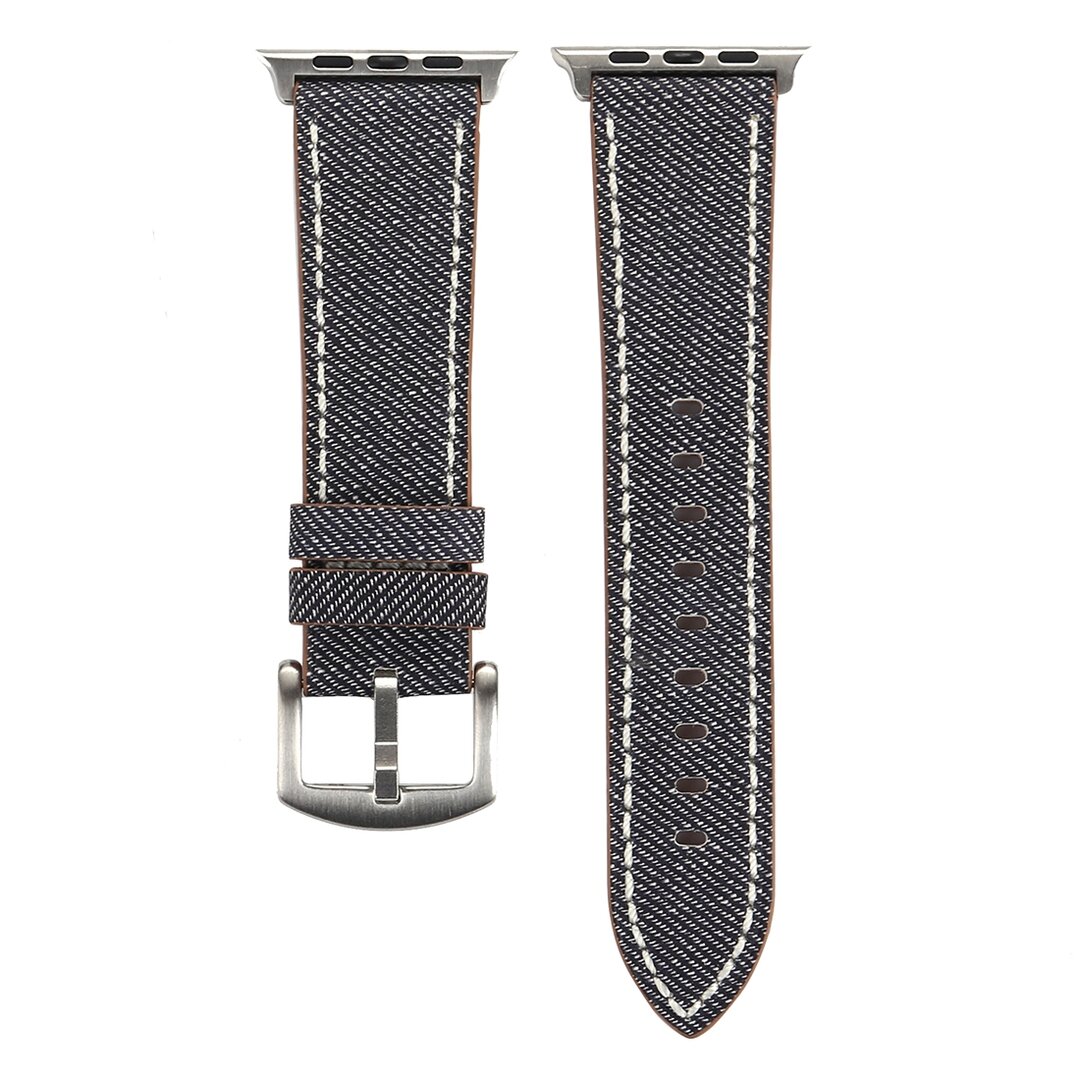 Denim Pattern Echt Leren bandje - Grijs - Geschikt voor Apple Watch 38mm / 40mm / 41mm / 42mm